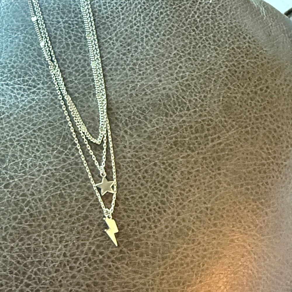 Silver Star and Lightning Necklace